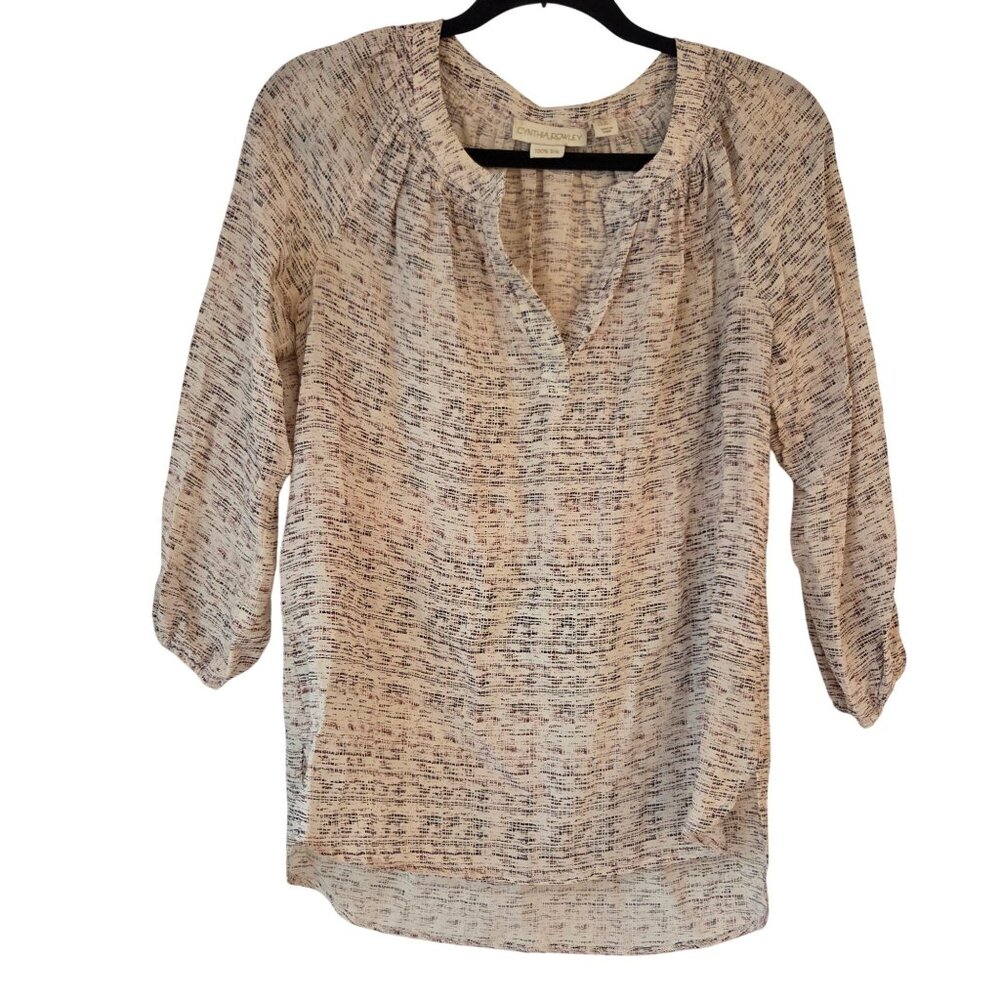 Cynthia Rowley 100% Silk Popover Blouse Top Shirt Lightweight Women's XS